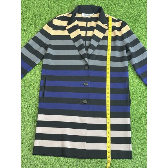 Diane Von Furstenberg Duster Womens Size P Petite Striped Open Jacket‎ Designer - Picture 9 of 15